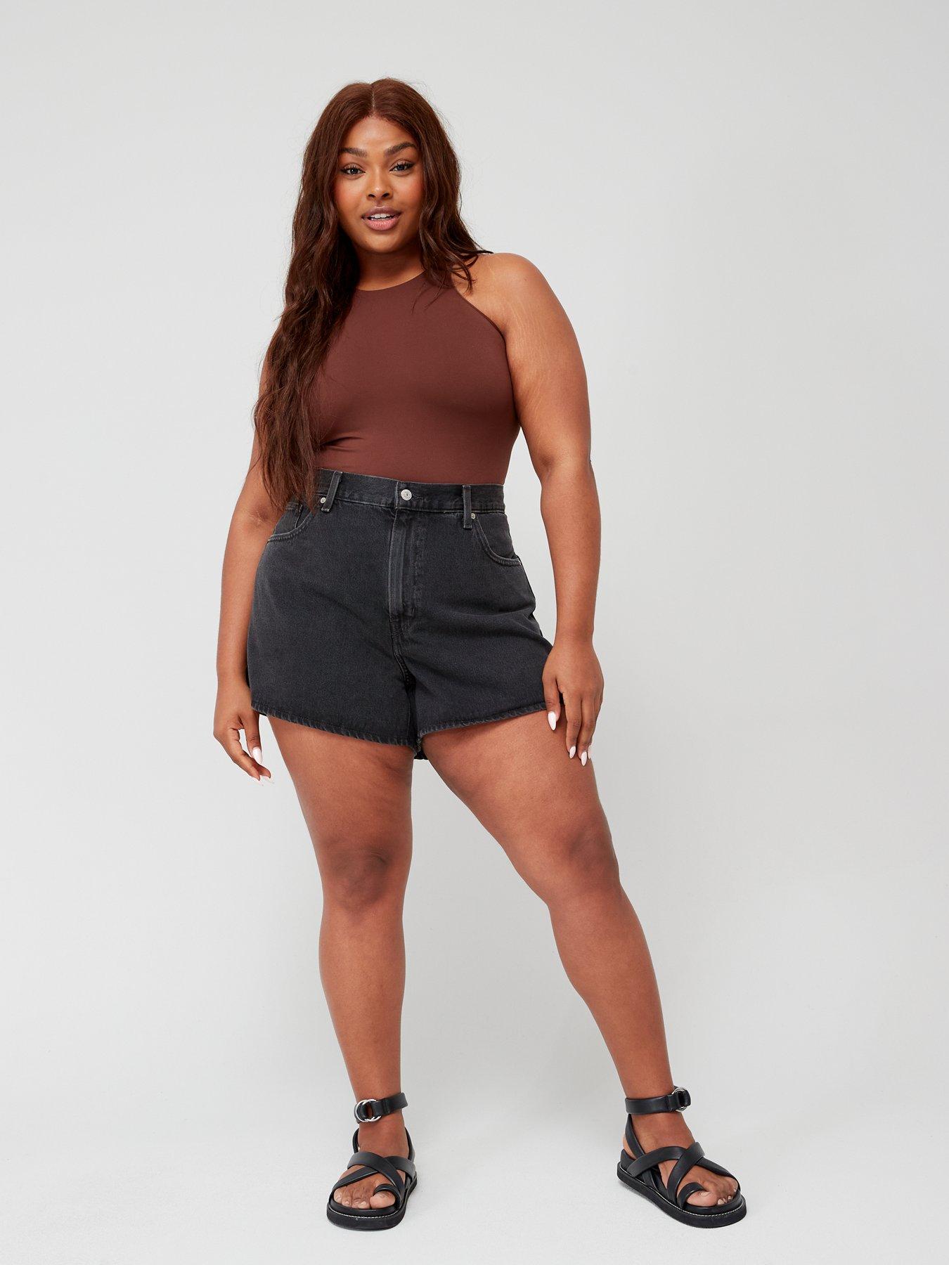 Black high waisted mom shorts best sale