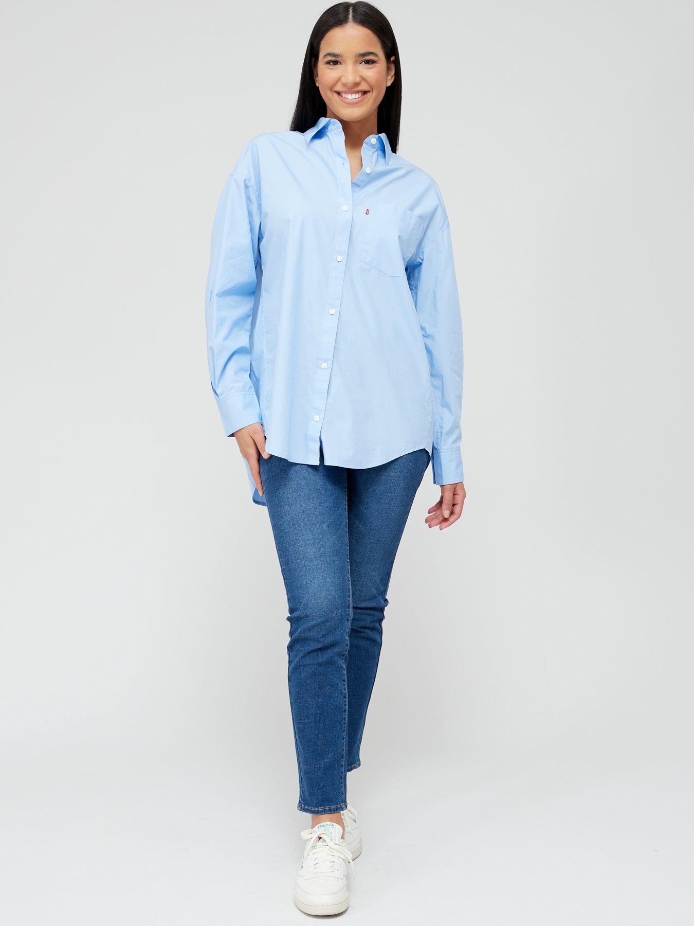 Nola Oversized Button Up Shirt - Blue