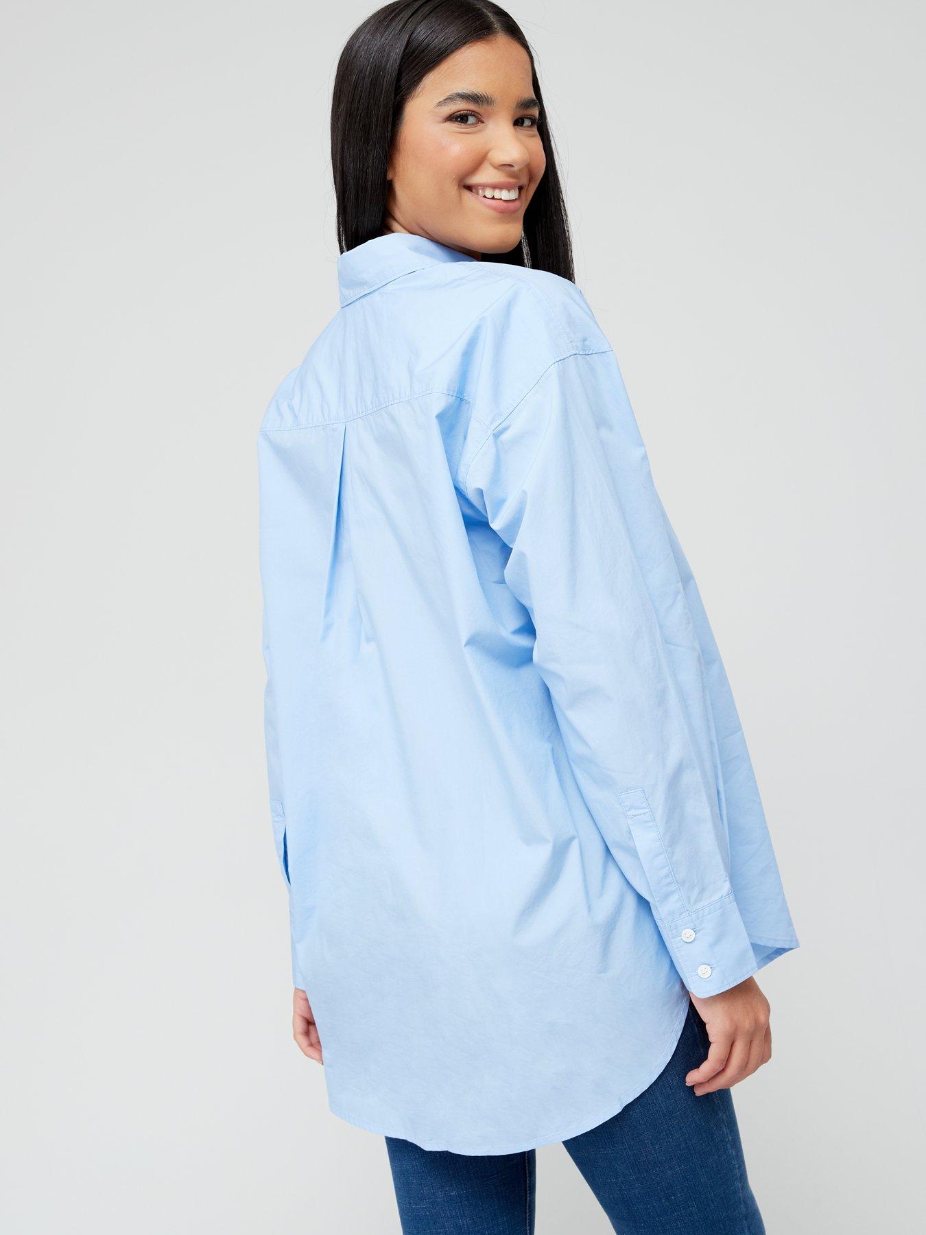 Nola Oversized Button Up Shirt - Blue