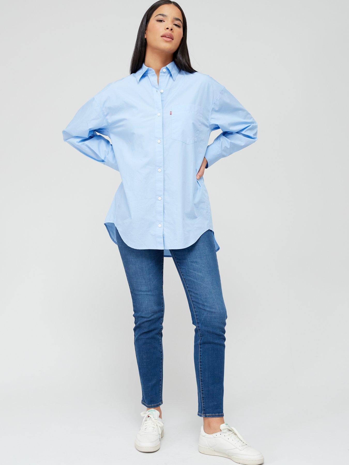 Nola Oversized Button Up Shirt - Blue