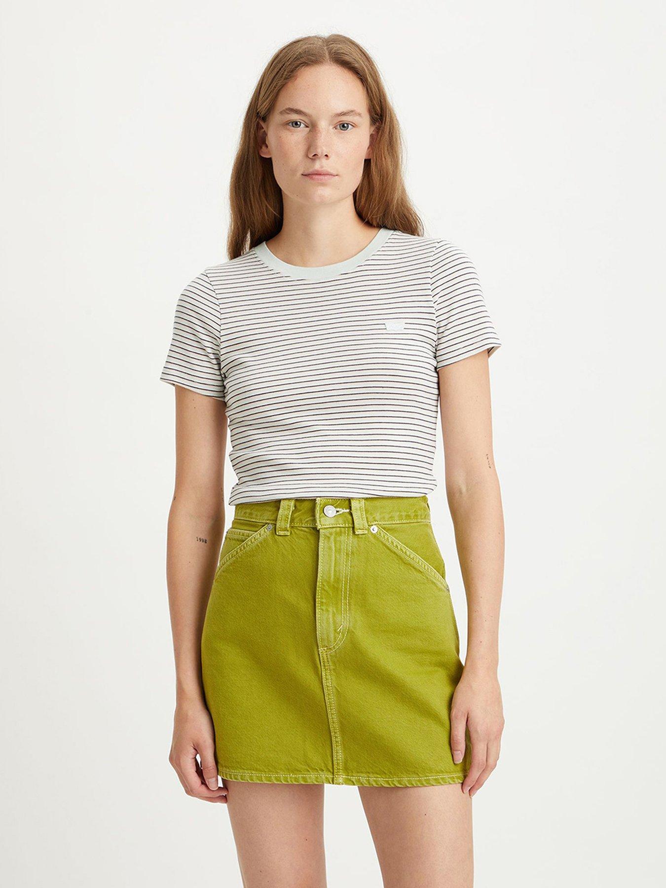 undefined Short Sleeve Rib Baby T-Shirt - Pencil Stripe Peach Melba