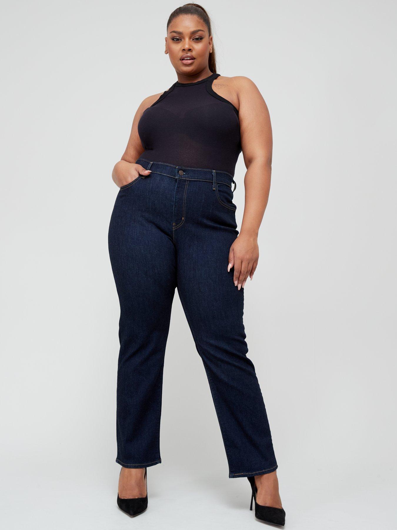 Levi's Plus 724T High Rise Slim Straight Jeans Blue Wave Rinse