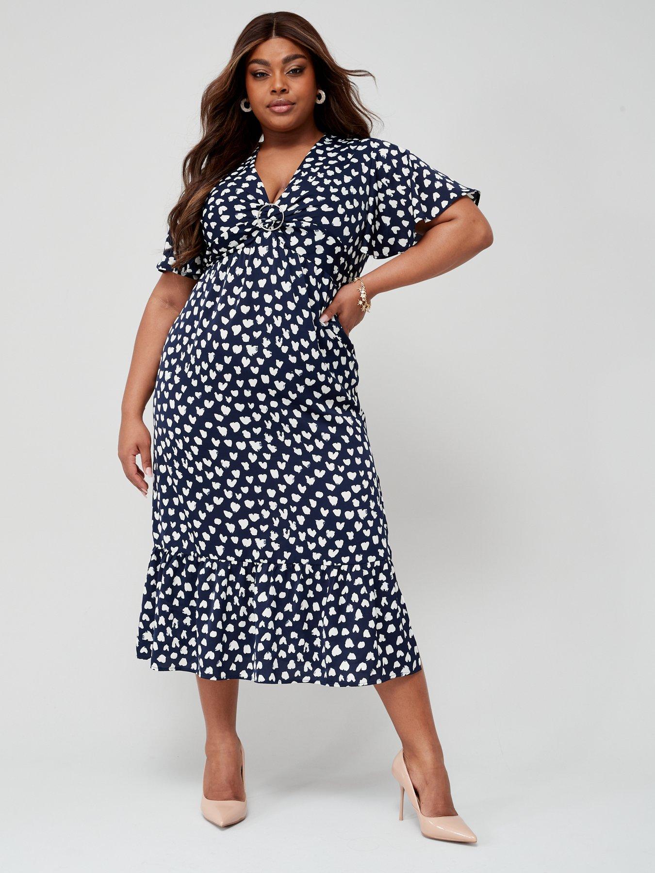 AX PARIS CURVE Heart Midi Dress Navy very