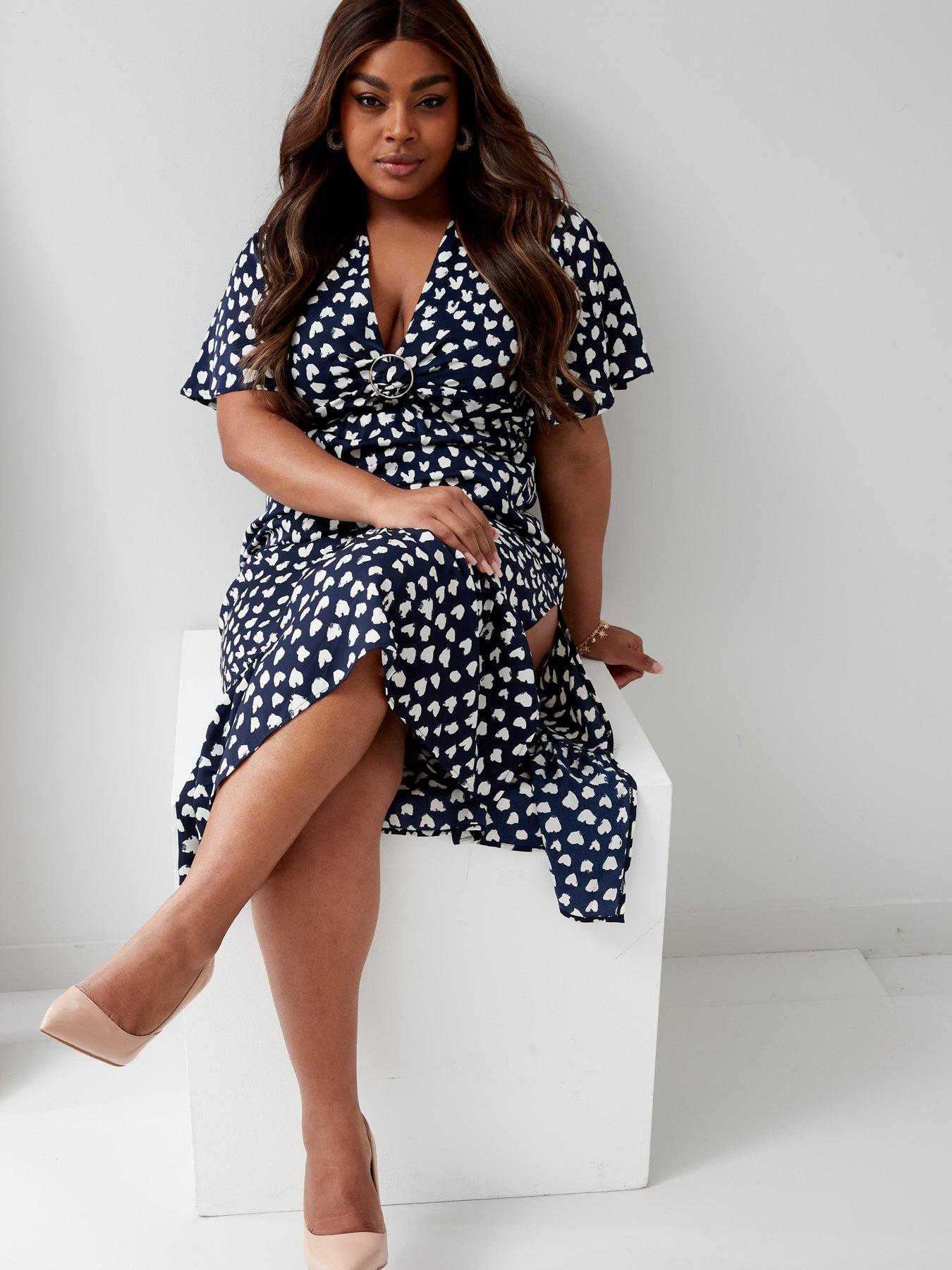 Ax paris navy polka dot dress best sale