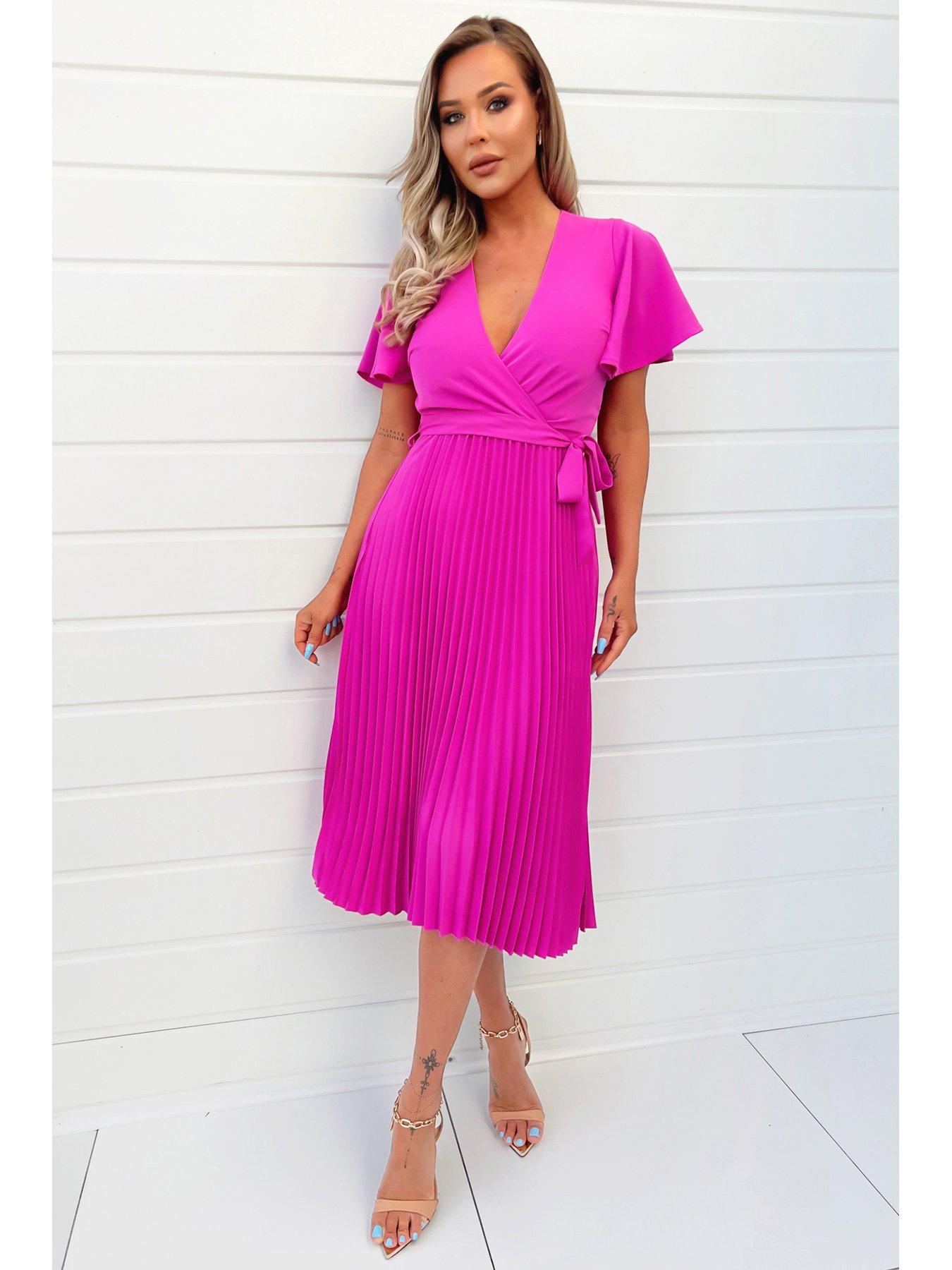 Hot Pink Cut Out Midi Dress – AX Paris