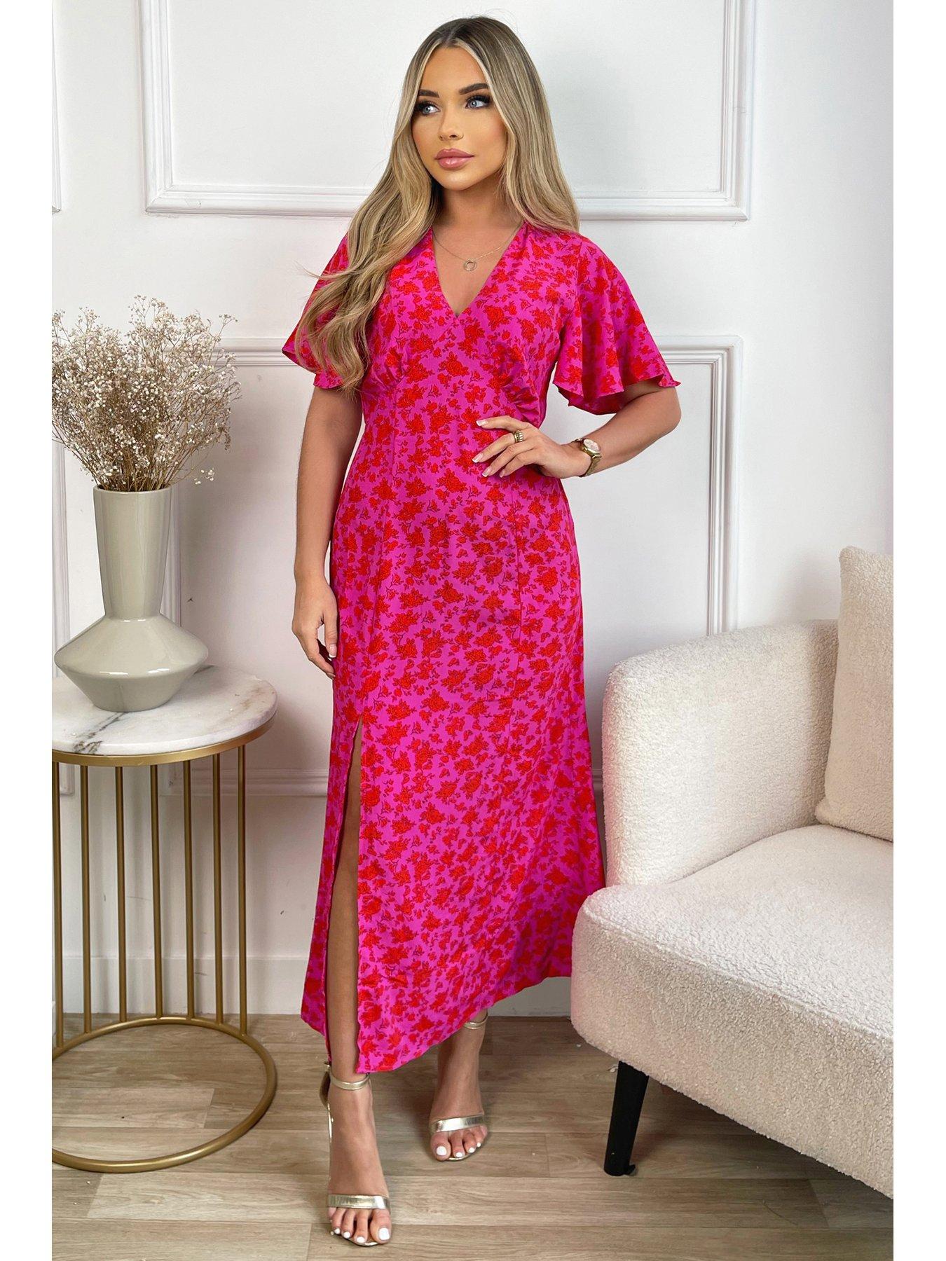 Hot Pink Cut Out Midi Dress – AX Paris