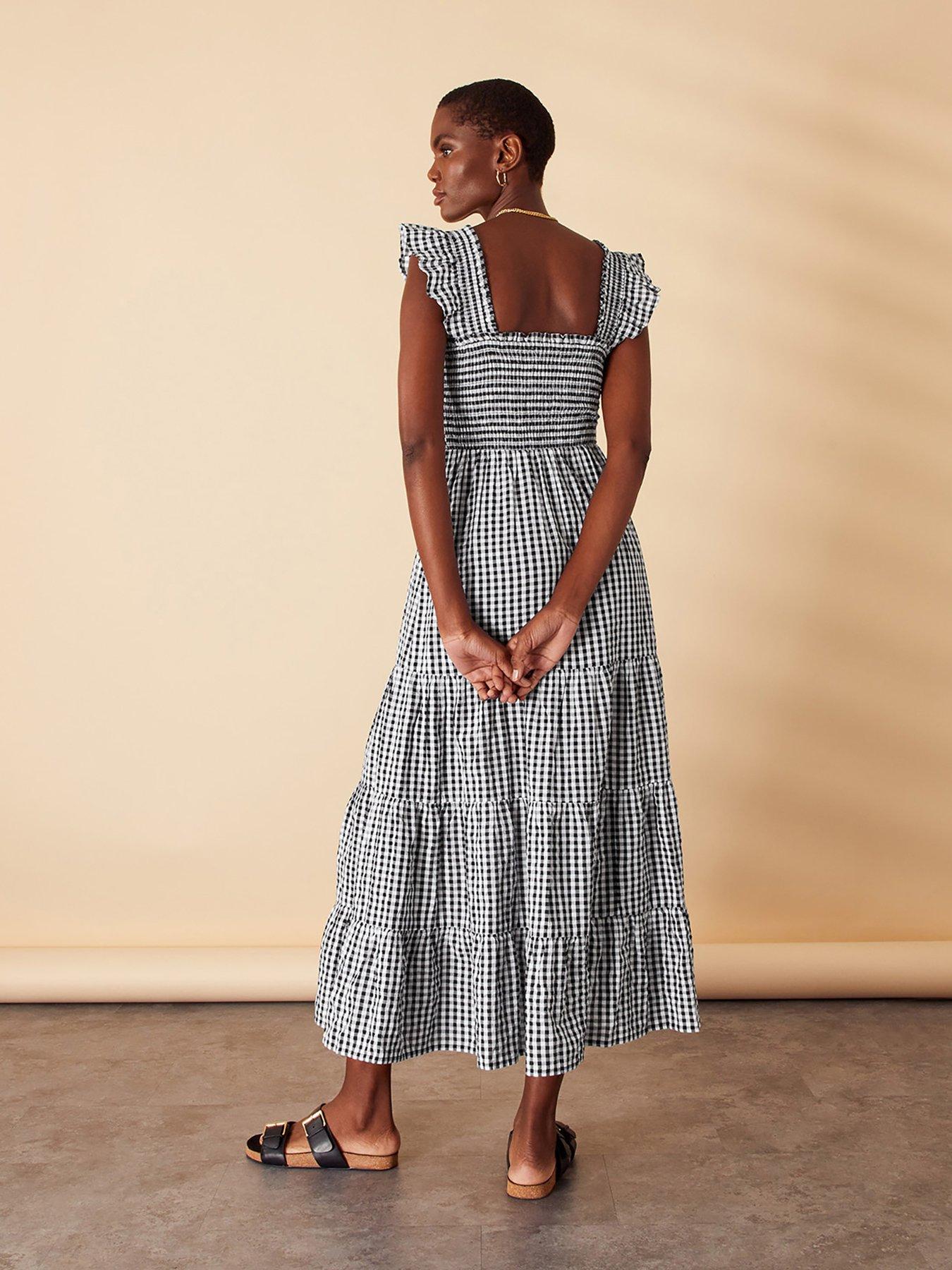 Gingham tiered dress clearance
