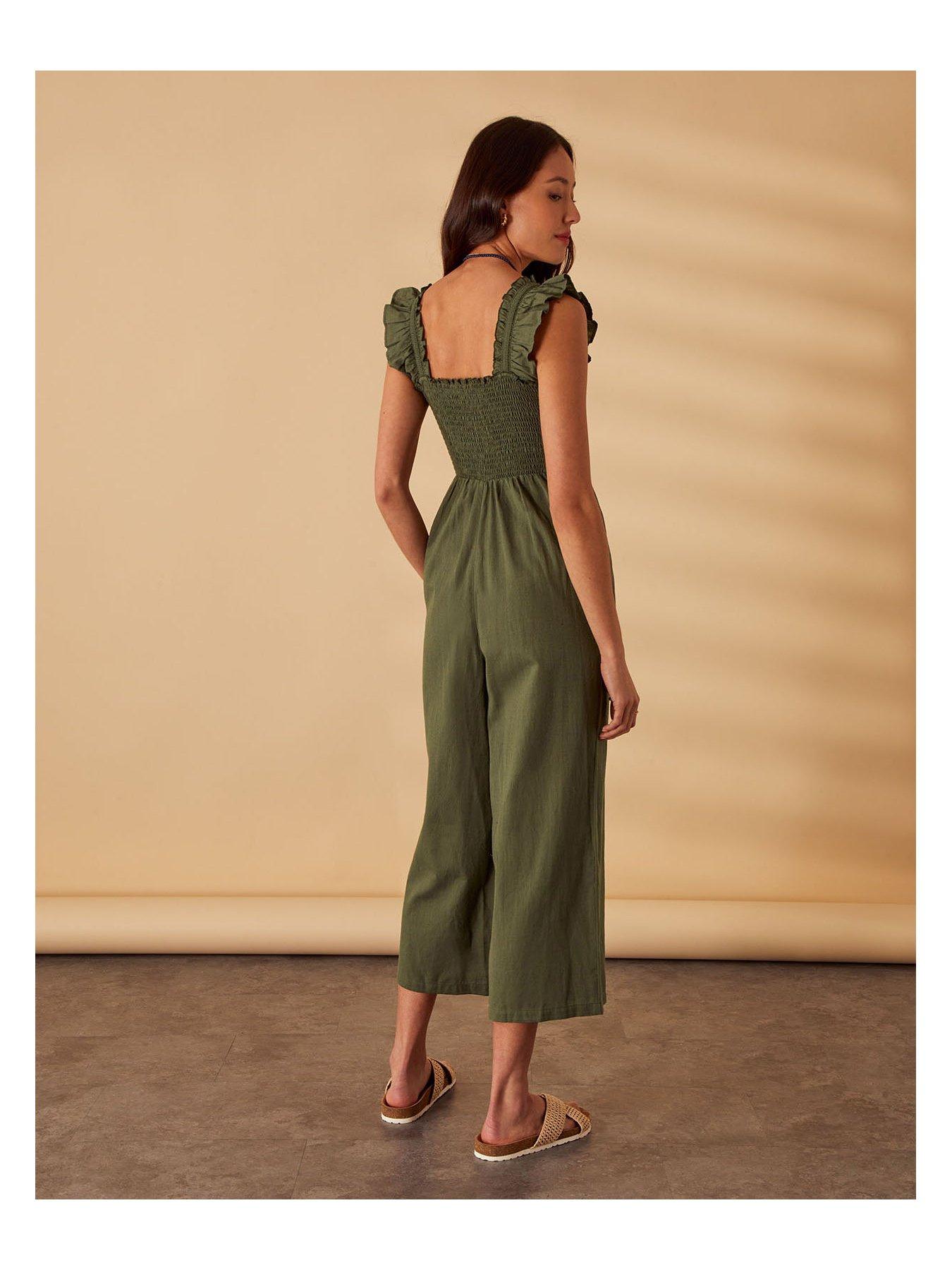 Frill best sale shoulder jumpsuit