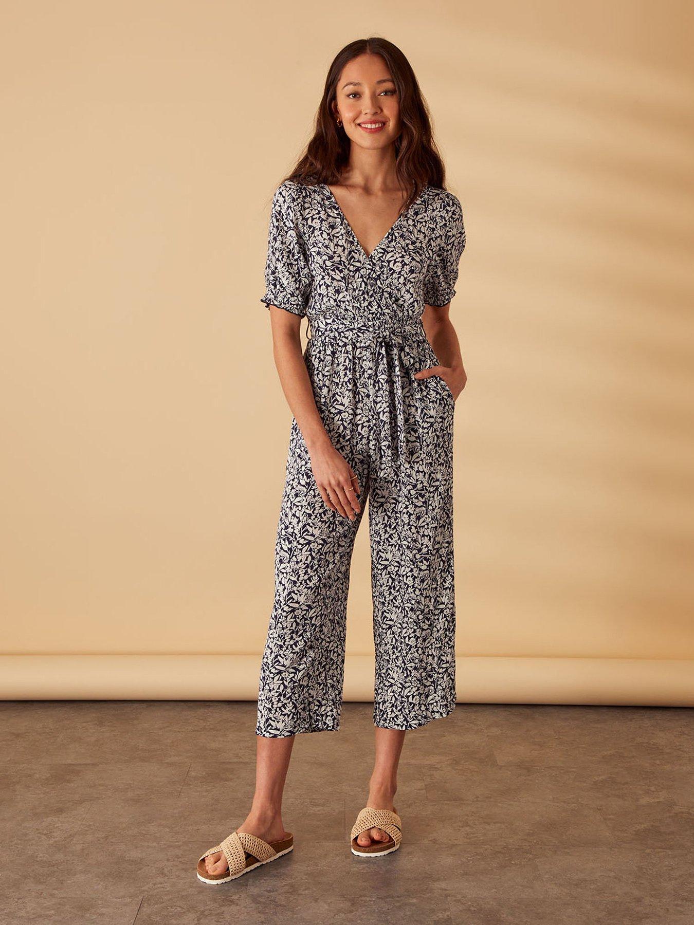 Accessorize Ditsy Print Wrap Jumpsuit