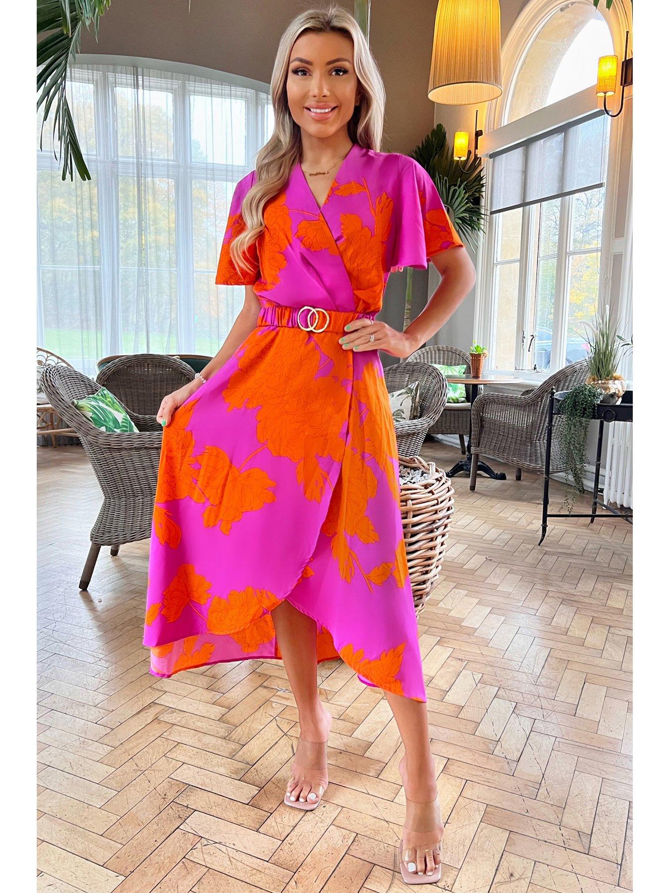 Pink Floral Side Split Maxi Dress – AX Paris