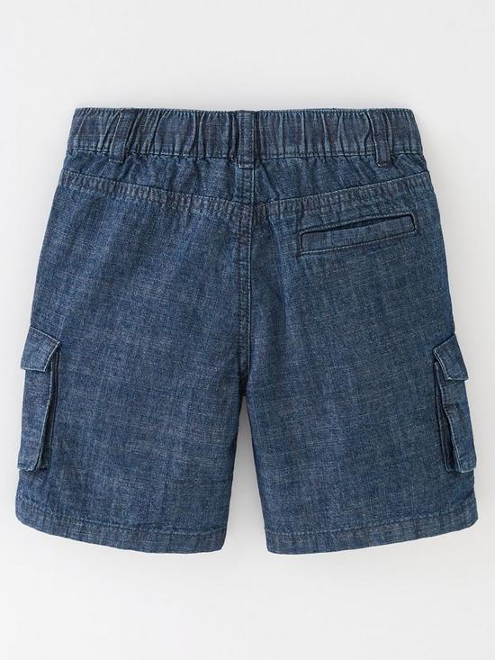 back image of mini-v-by-very-boys-chambray-cargo-shorts-blue