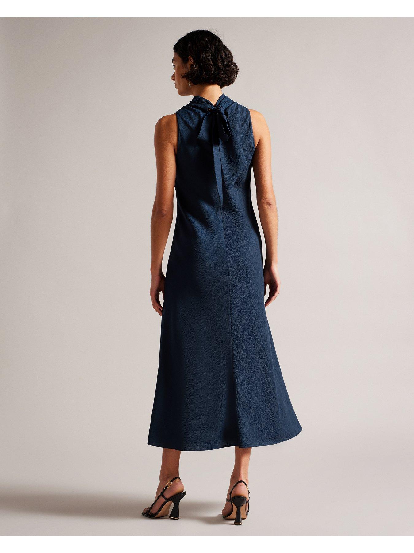 Ted Baker Eleanar Cowl Neck Sleeveless Midi Slip Dress Blue very.co.uk