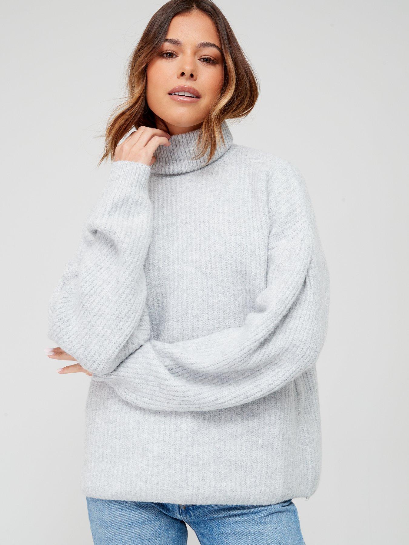 Light grey roll hot sale neck jumper