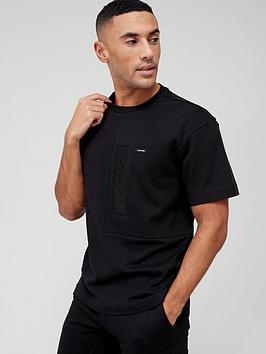 calvin klein mesh chest pocket t-shirt - black , black, size s, men