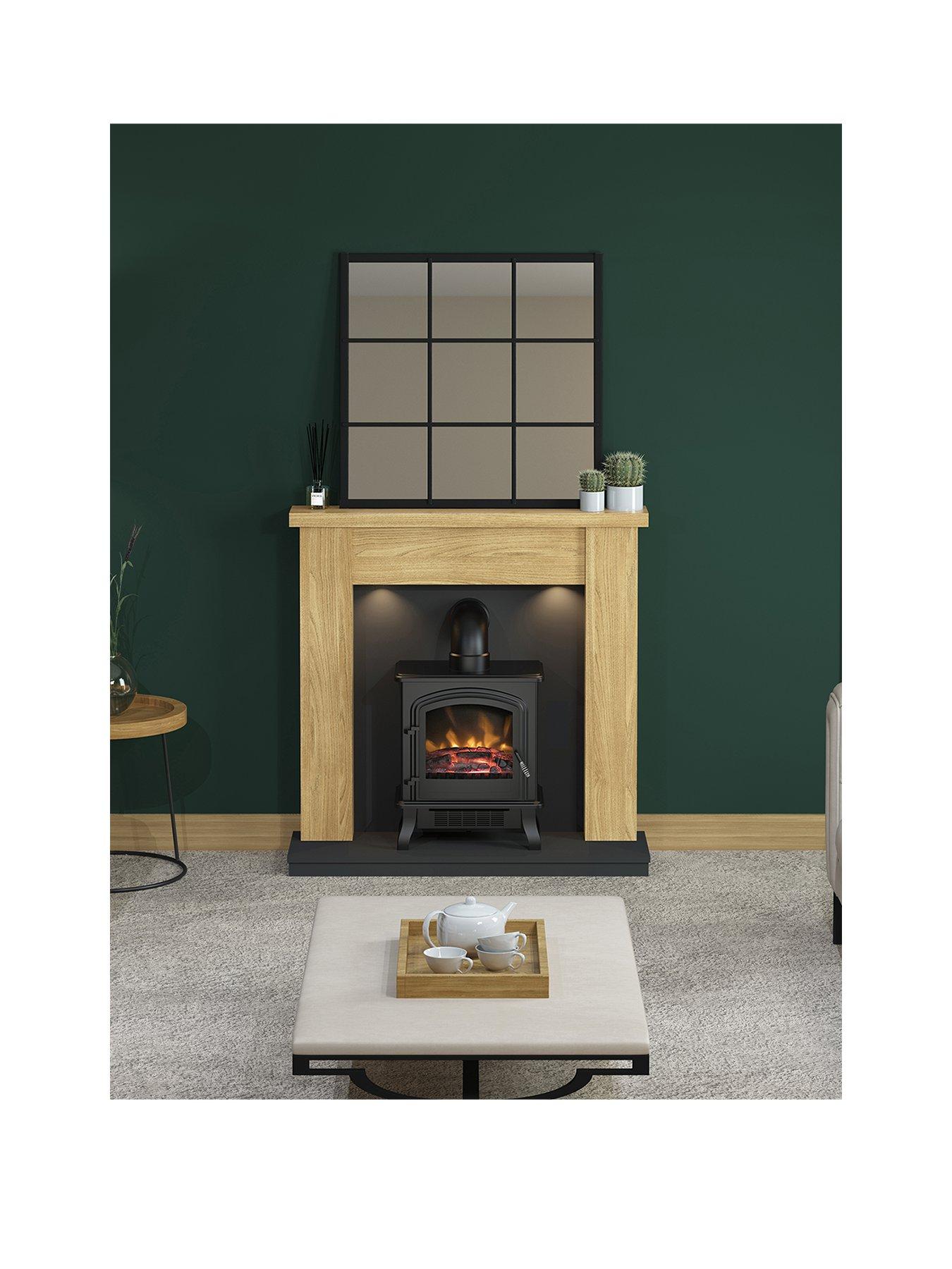 Product photograph of Flare Be Modern Barrowden Inglenook Electric Stove Amp Flue from very.co.uk