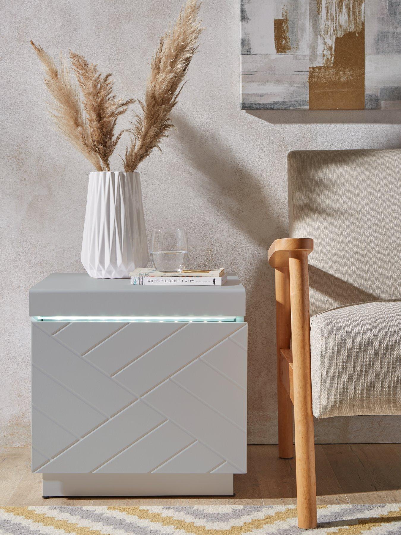 Product photograph of Very Home Kara Lamp Table With Led Strip Light - Grey from very.co.uk