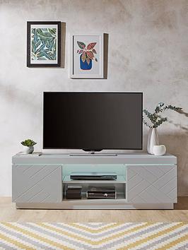 Product photograph of Very Home Kara Tv Unit With Led Strip Light - Fits Up To 55 Inch Tv - Grey from very.co.uk
