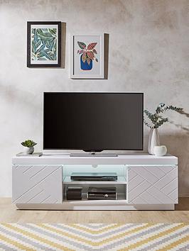 Product photograph of Very Home Kara Tv Unit With Led Strip Light - Fits Up To 55 Inch Tv - White from very.co.uk