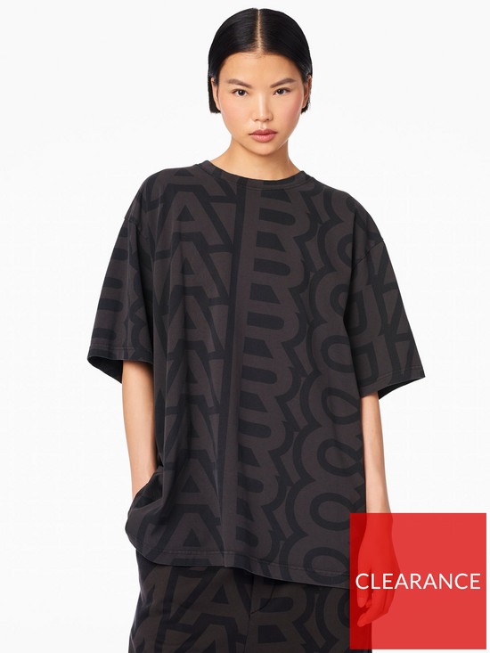 front image of marc-jacobs-the-monogram-big-t-shirt-black-charcoal
