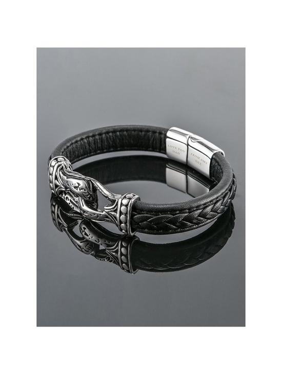 front image of treat-republic-personalised-mens-buckle-clasp-leather-bracelet