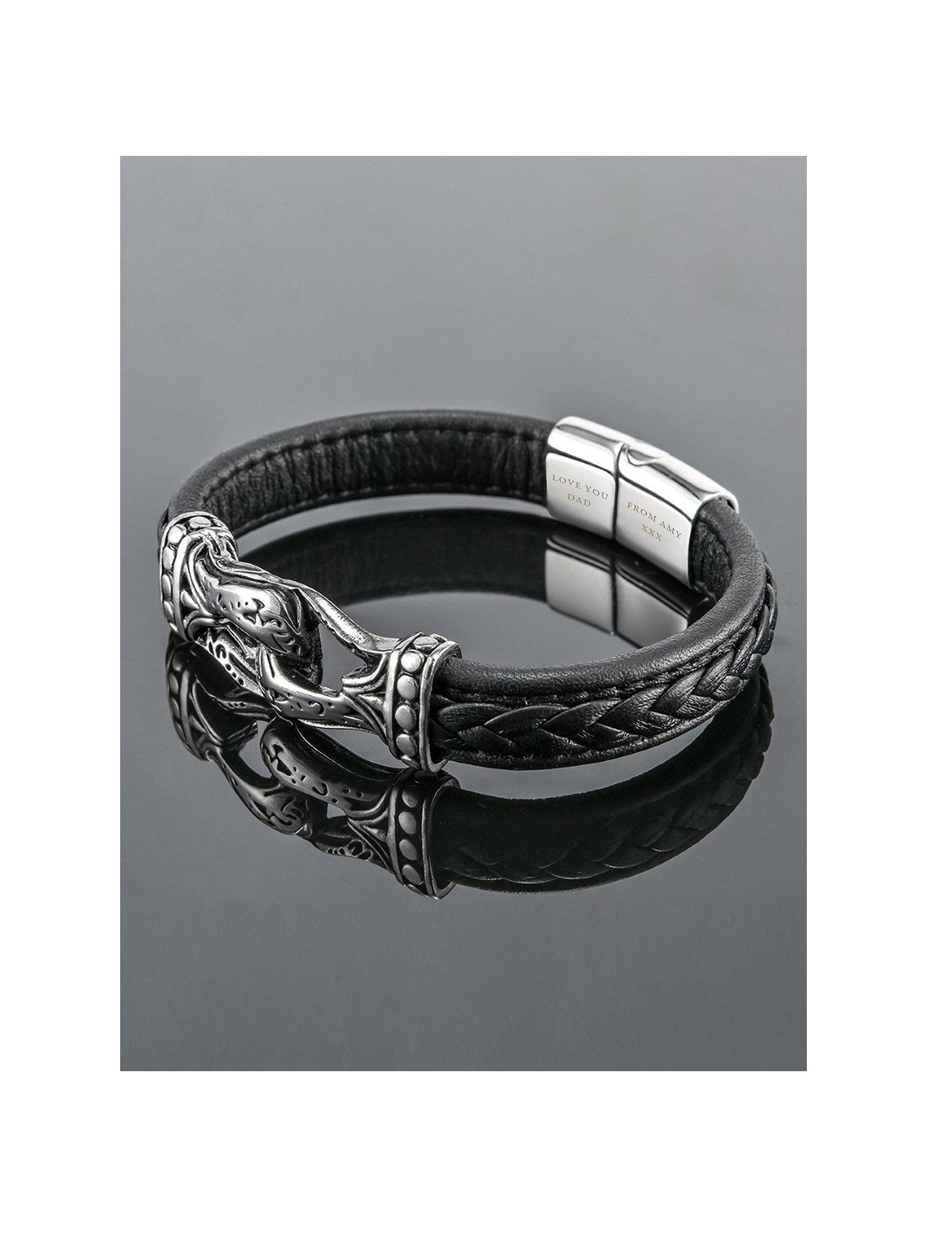 Treat Republic Personalised Men's Buckle Clasp Leather Bracelet