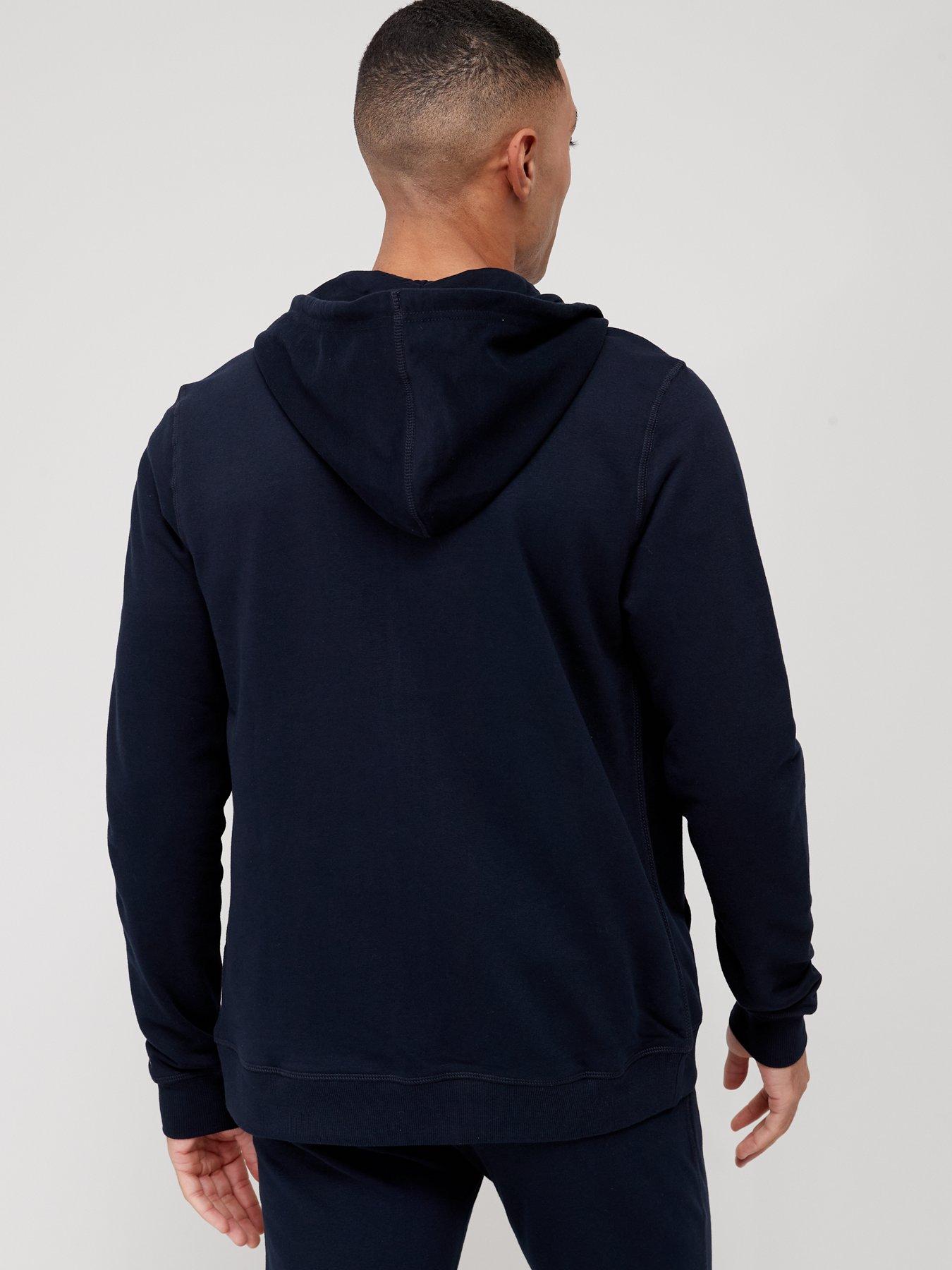 Image 2 of 4 of Tommy Hilfiger Zip Thru Hooded Loungewear Top - Navy