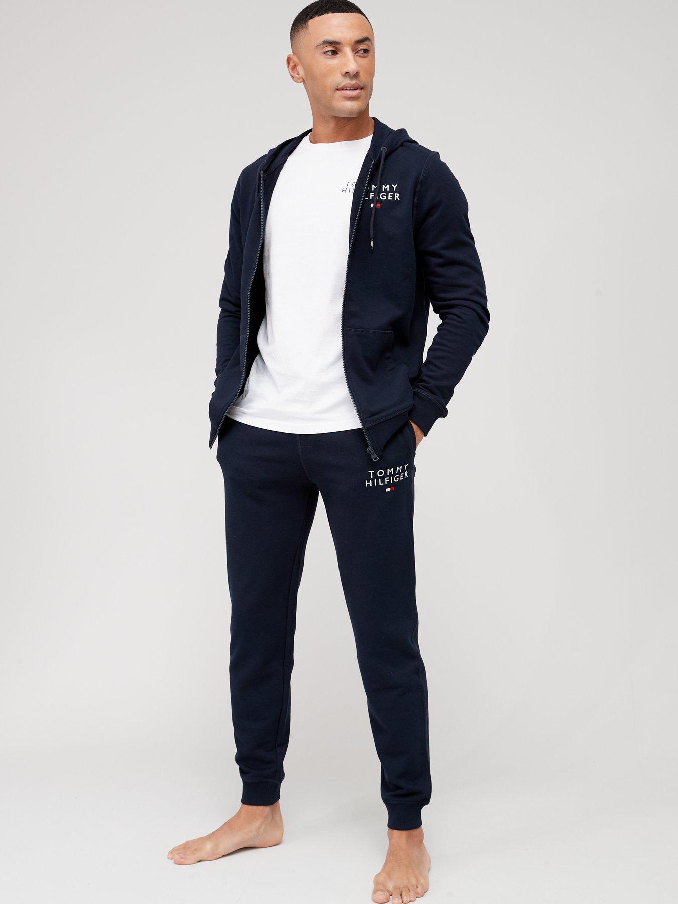 Image 3 of 4 of Tommy Hilfiger Zip Thru Hooded Loungewear Top - Navy