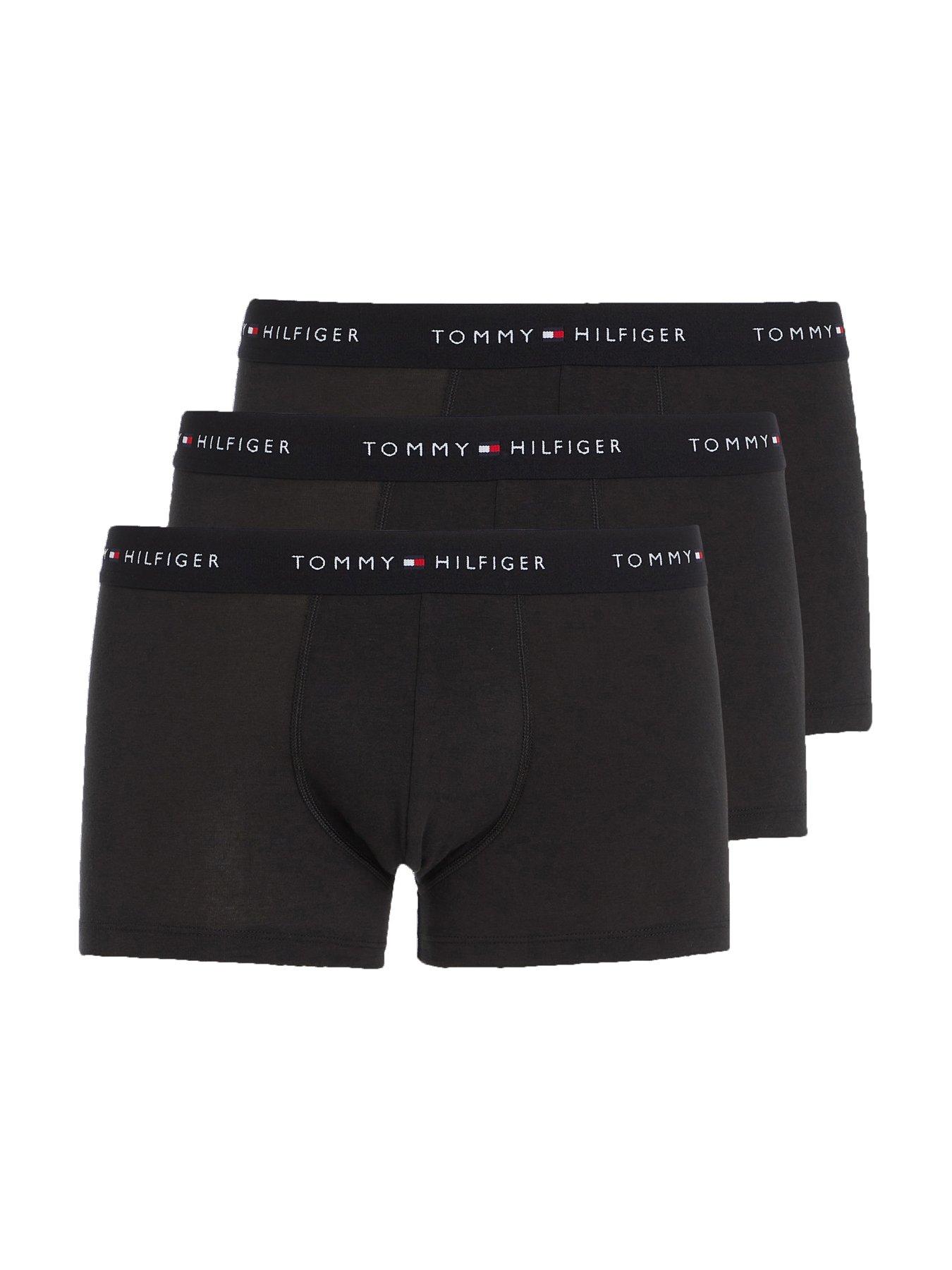 Tommy Hilfiger 3 Pack Signature Cotton Trunks, Black, Size L, Men