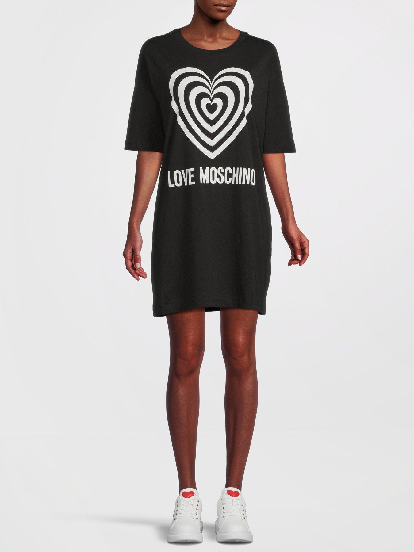 LOVE MOSCHINO Oversized Logo T-shirt Dress - Black | Very.co.uk
