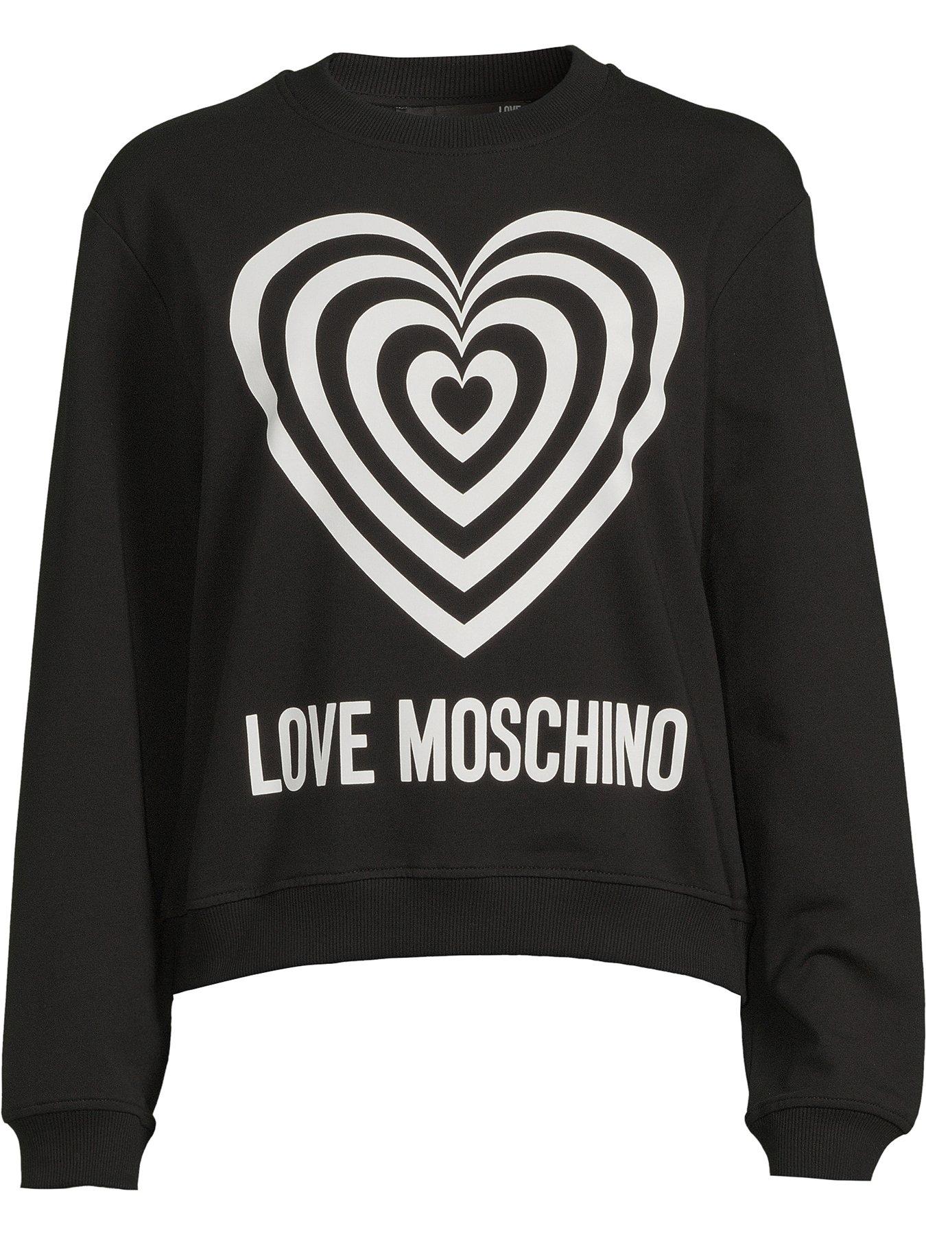 LOVE MOSCHINO Heart Logo Long Sleeve Sweatshirt - Black | very.co.uk
