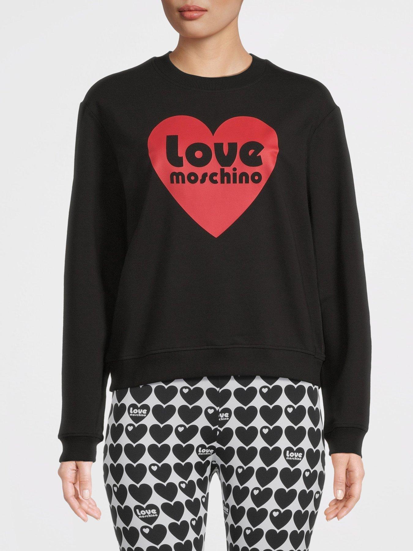 LOVE MOSCHINO Red Heart Logo Long Sleeve Sweatshirt Black