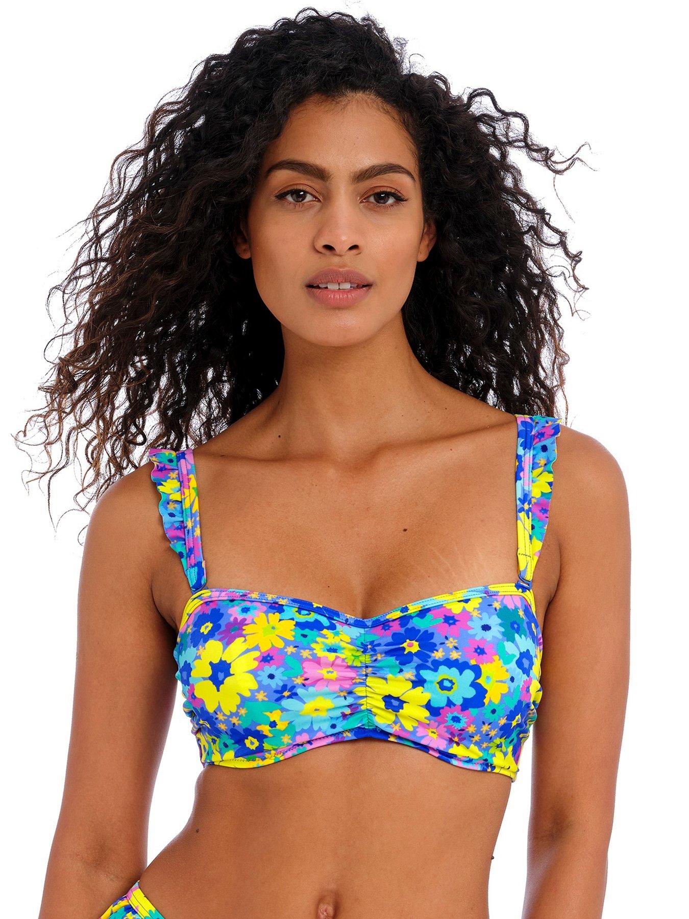 Freya Garden Disco Underwired Bandeau Bikini Top - Blue