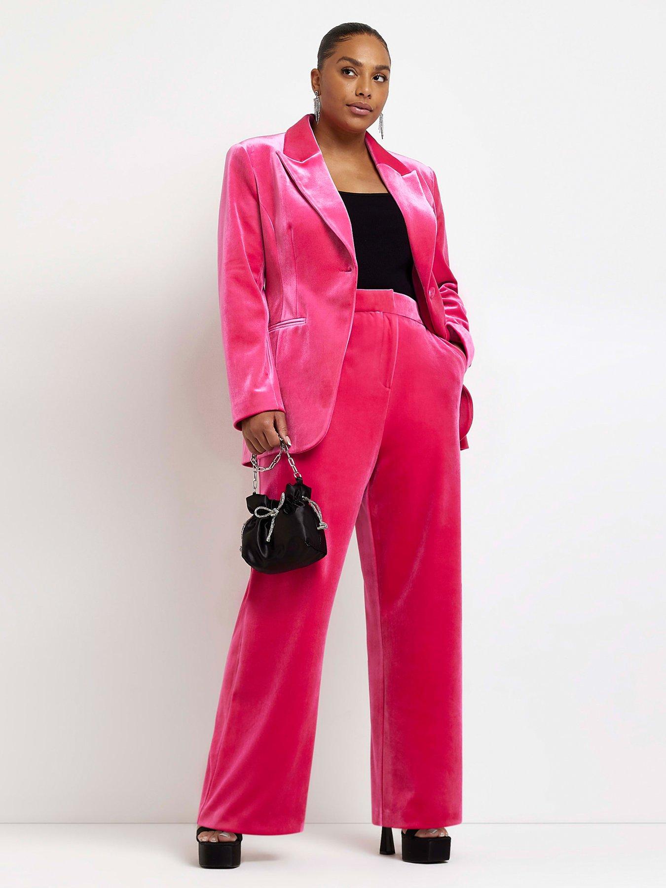 RI Plus Plus Velvet Structured Blazer - Pink