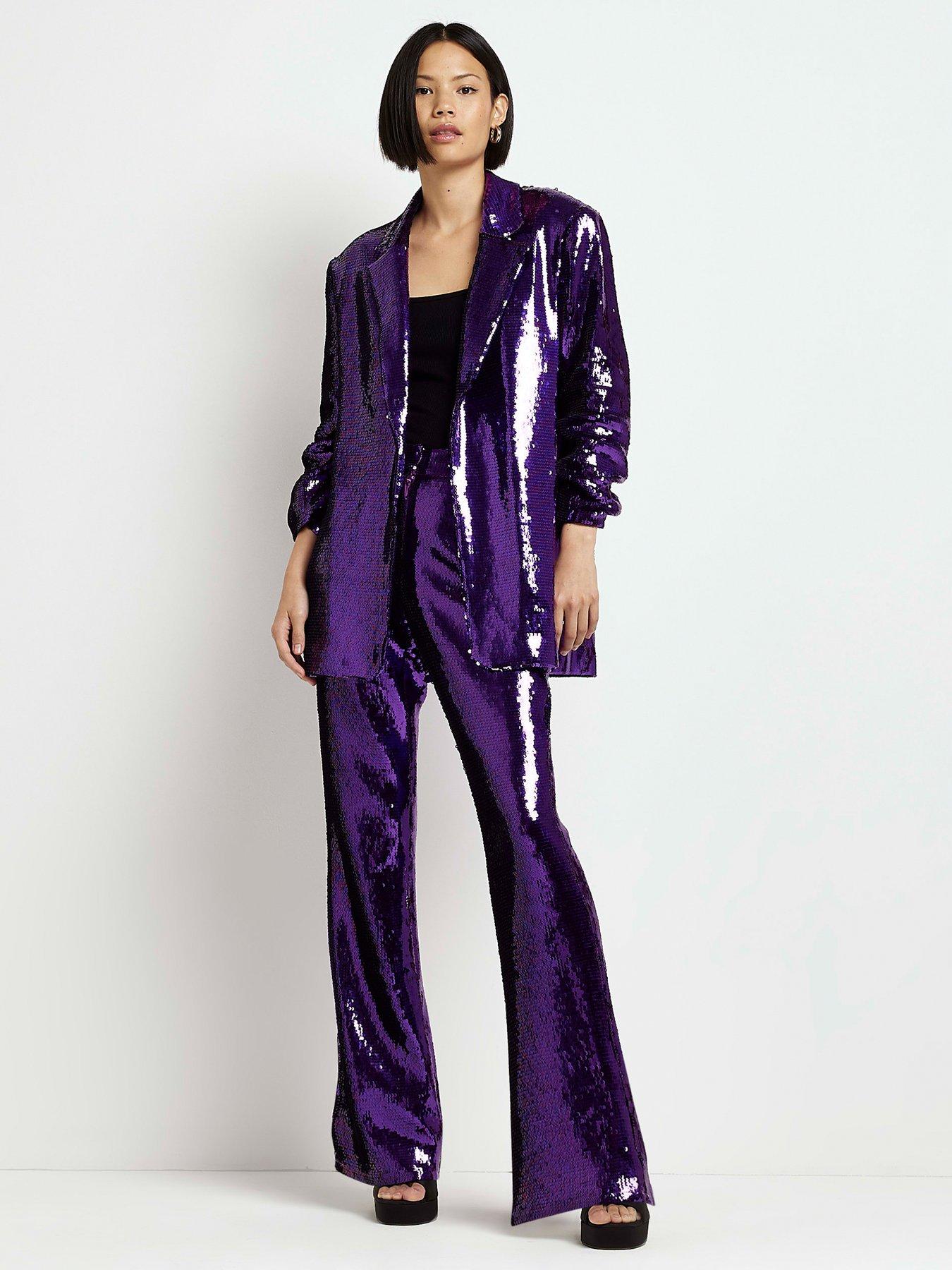 Sequin Oversized Blazer Purple