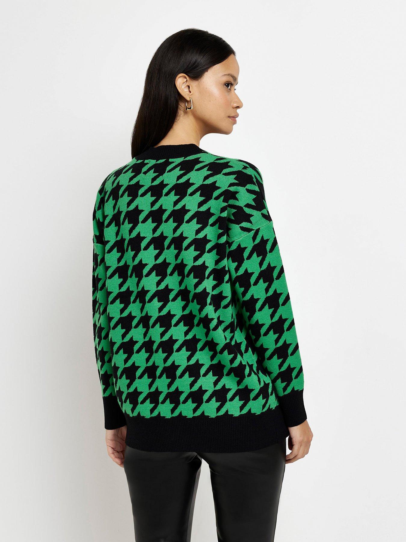 River Island Dogtooth Cardigan Green very.co.uk