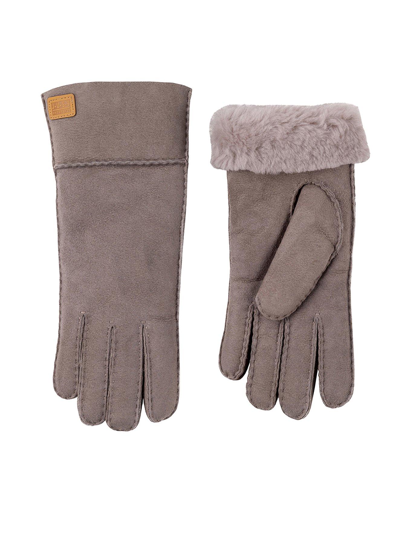 Grey sheepskin clearance gloves