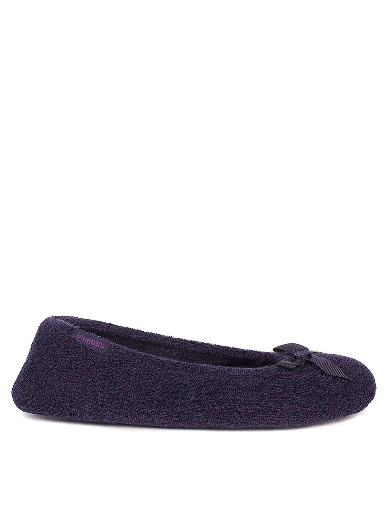 TOTES Isotoner Terry Ballerina Slipper Navy very