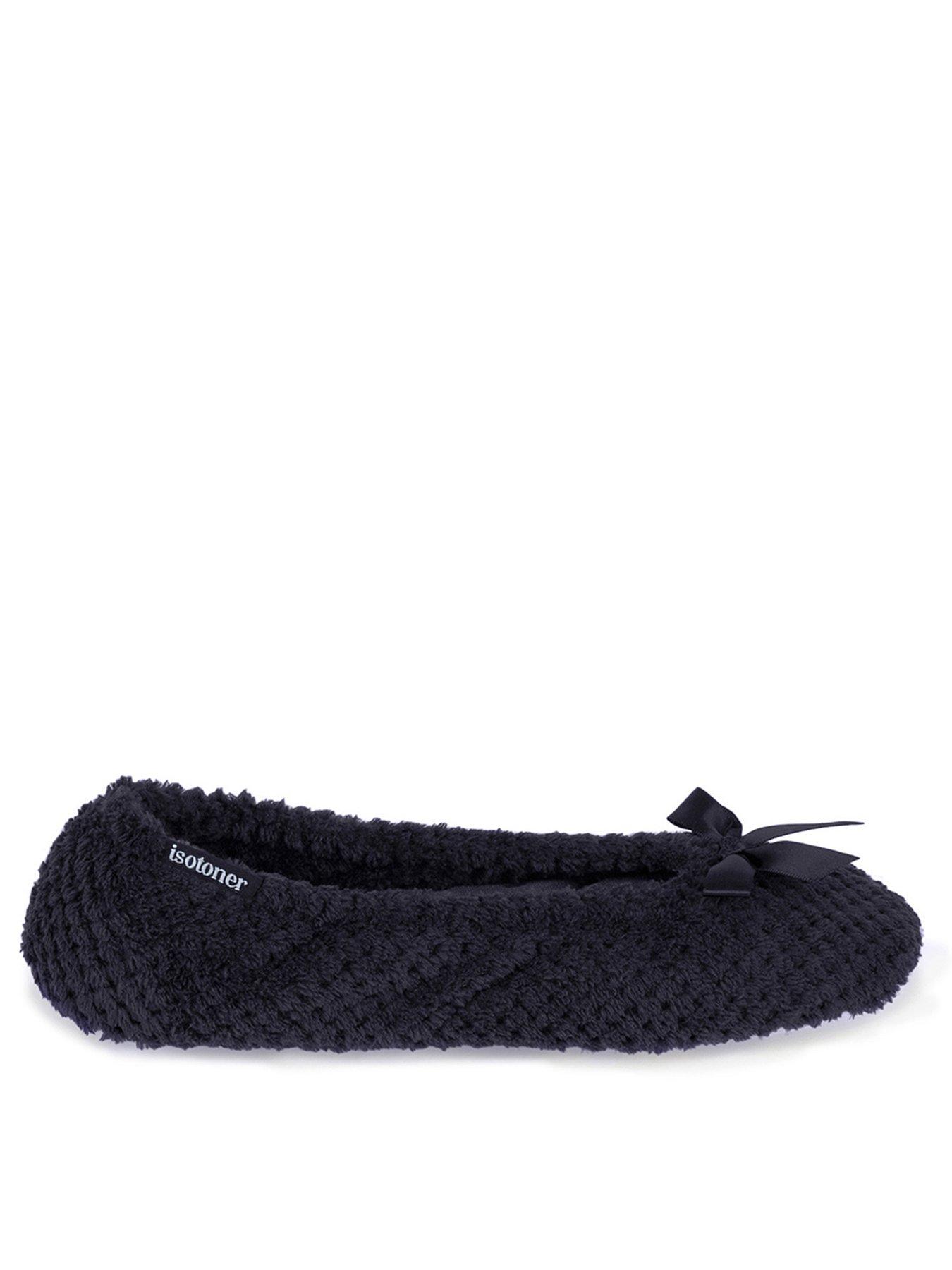 undefined Isotoner Popcorn Terry Ballet Slippers - Black