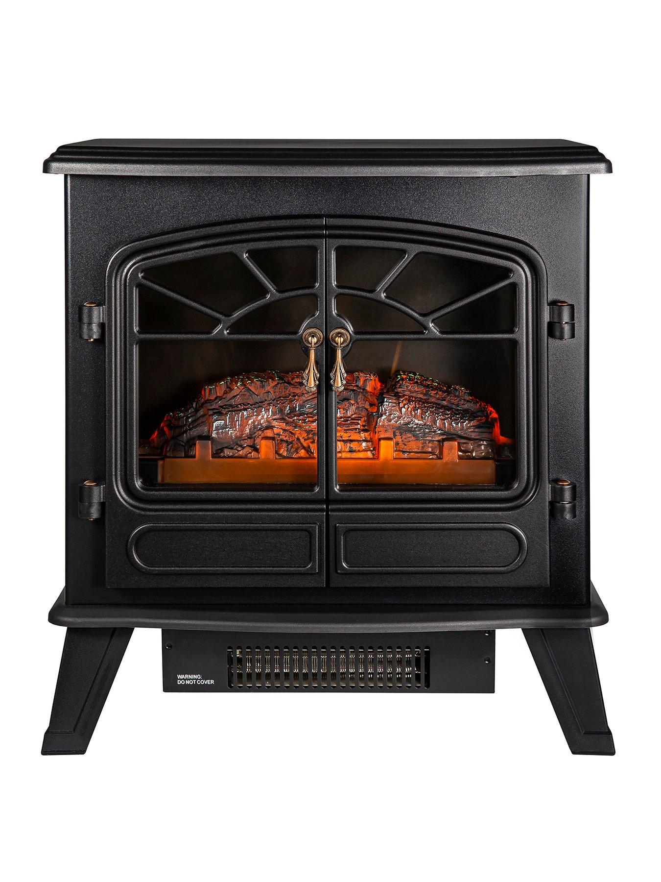Product photograph of Russell Hobbs Rhefstv2003b 1 85kw Double Door Stove Fire from very.co.uk