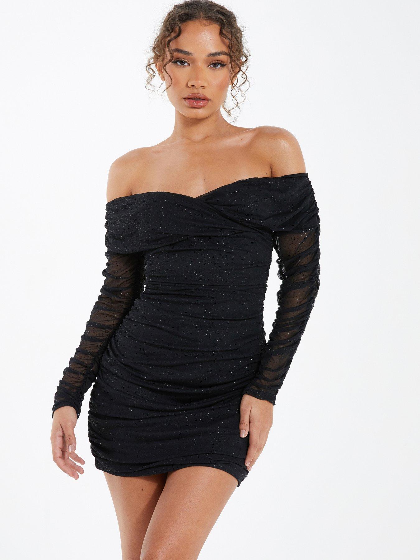 Bardot Fully Ruched Mesh Dress