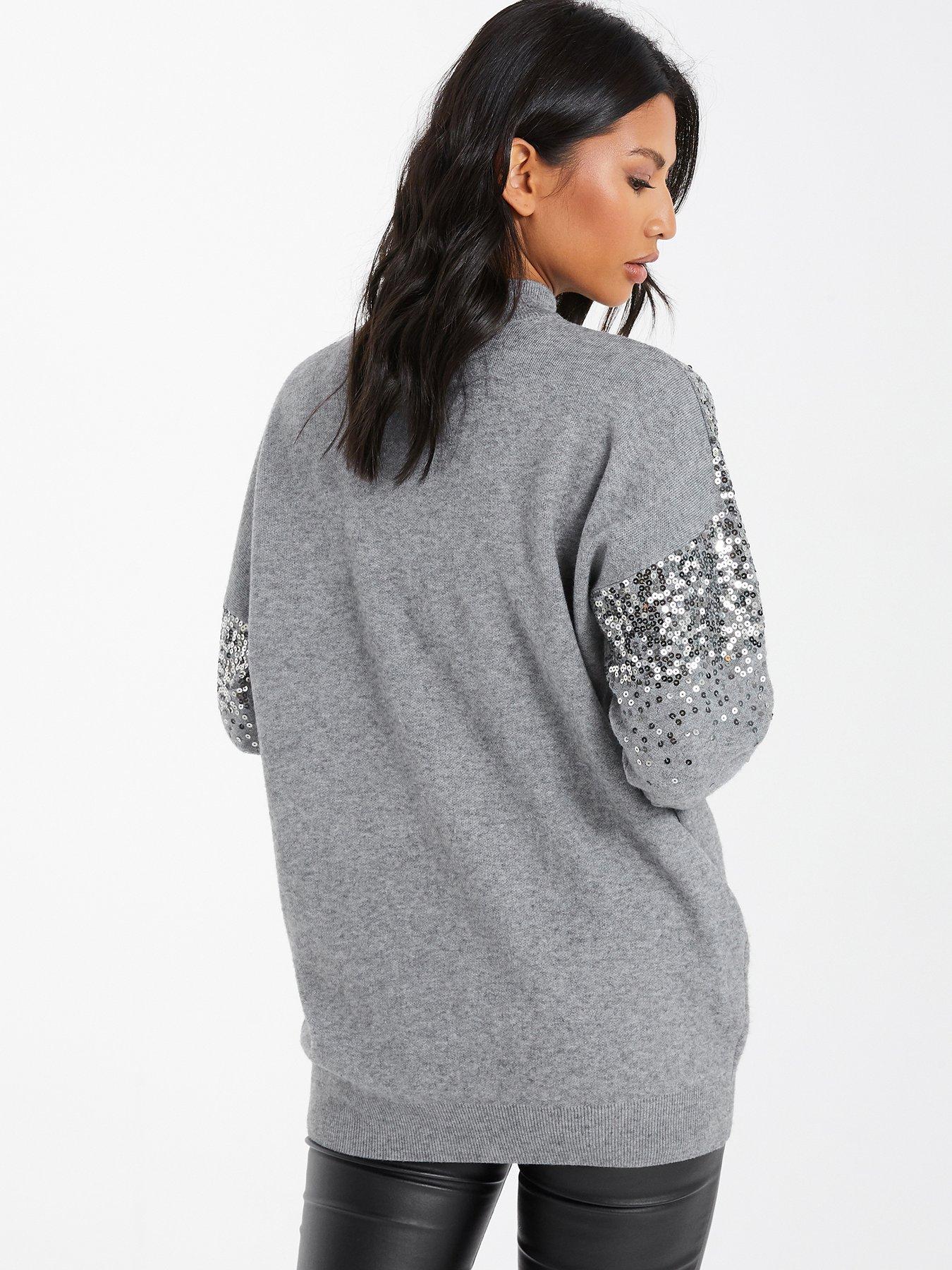 Grey jumper hot sale with sequins