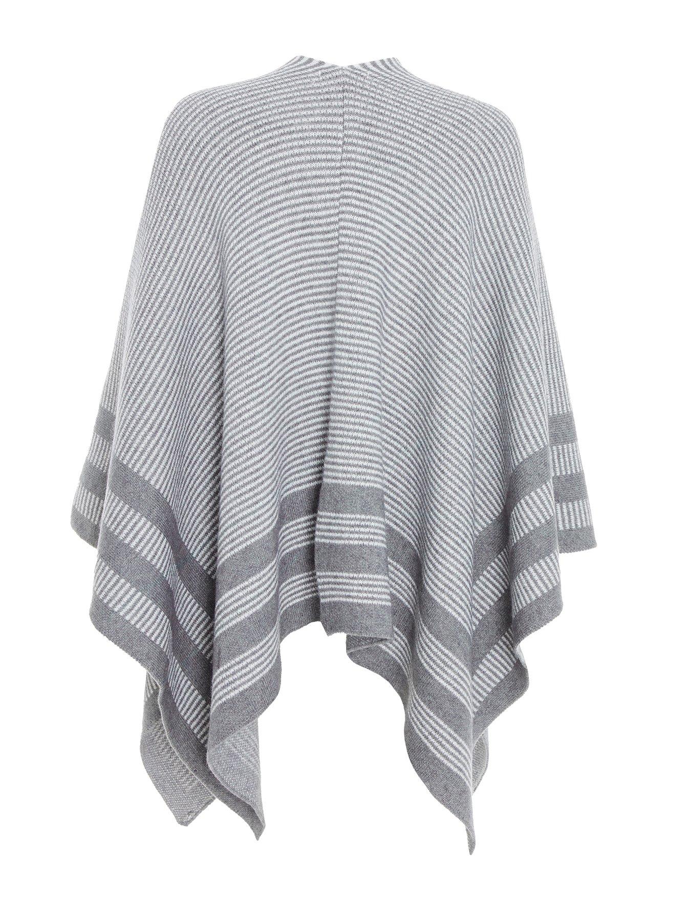 Image 4 of 4 of Quiz Striped Cape - Grey