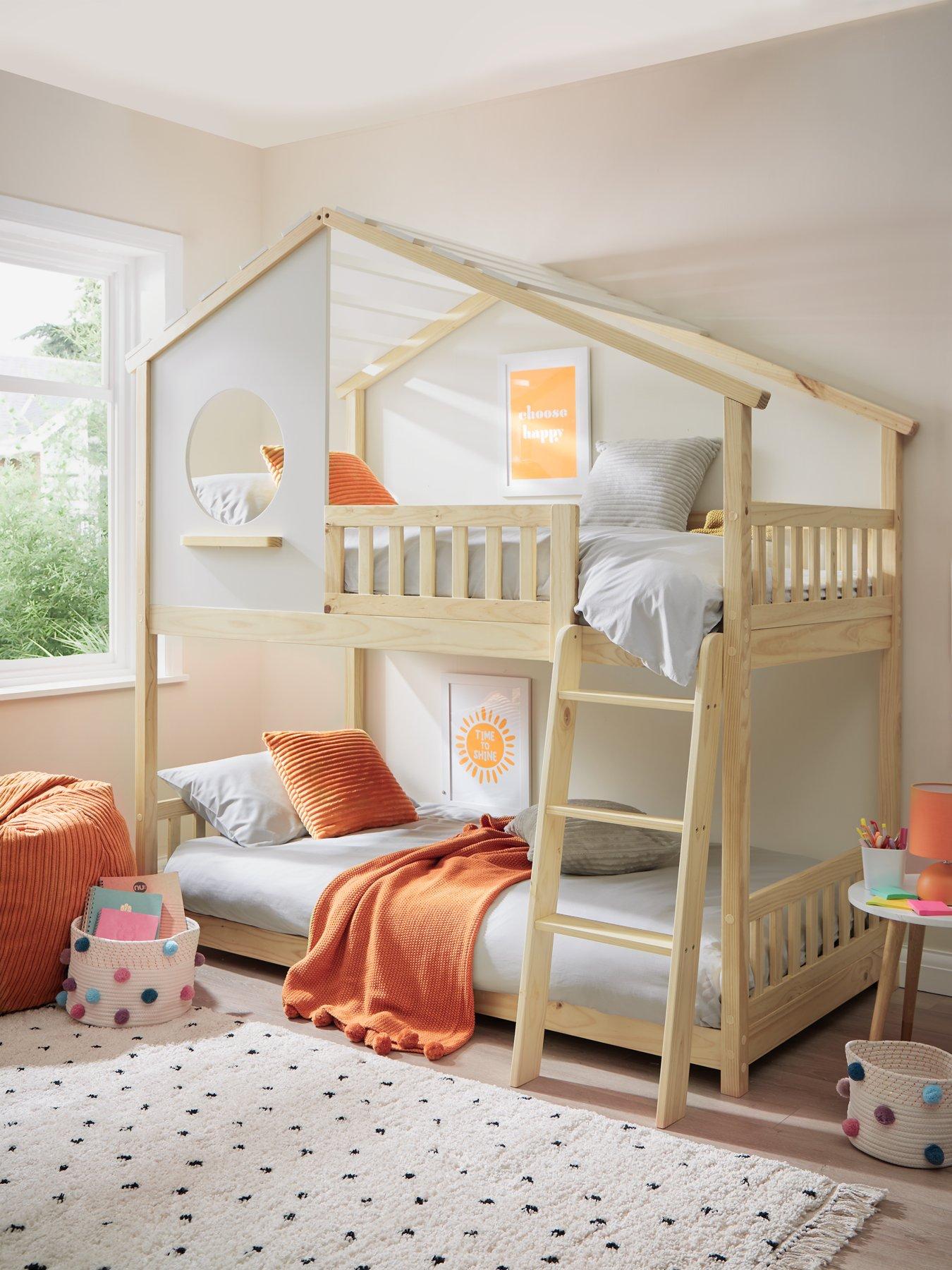 Product photograph of Very Home Pixie Solid Pine Bunk Bed With Mattress Options Buy And Save - Bed Frame With 2 Premium Mattresses from very.co.uk