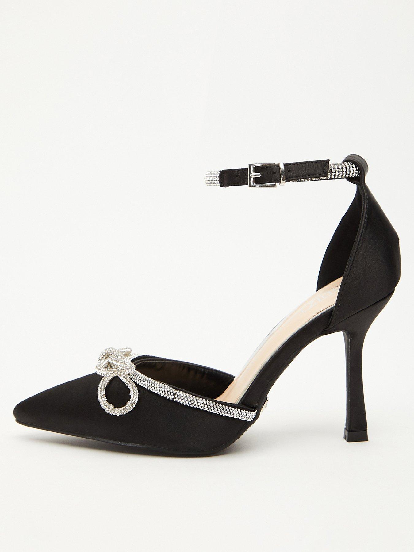 Quiz black cheap diamante shoes