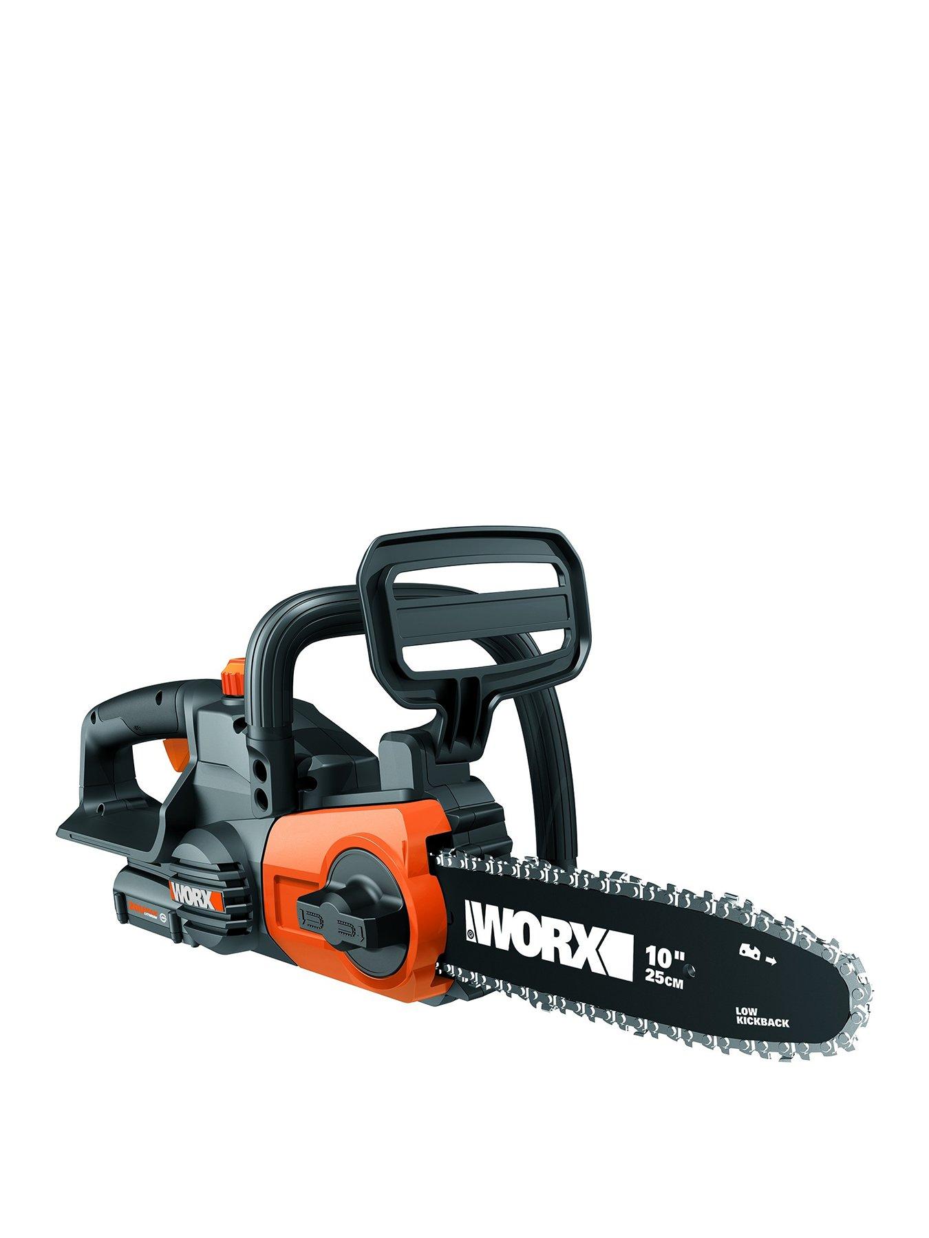 Product photograph of Worx Wg322e 20v Cordless Compact Chainsaw from very.co.uk