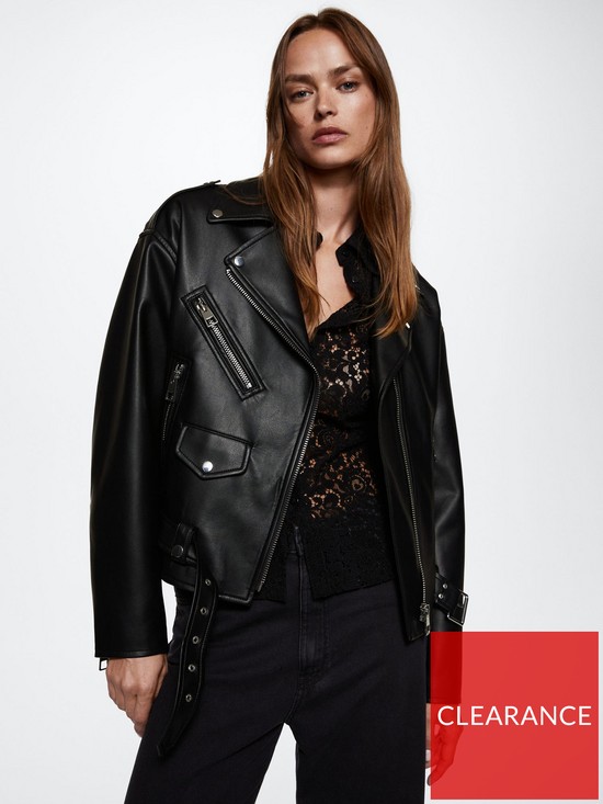 front image of mango-faux-leather-jacket