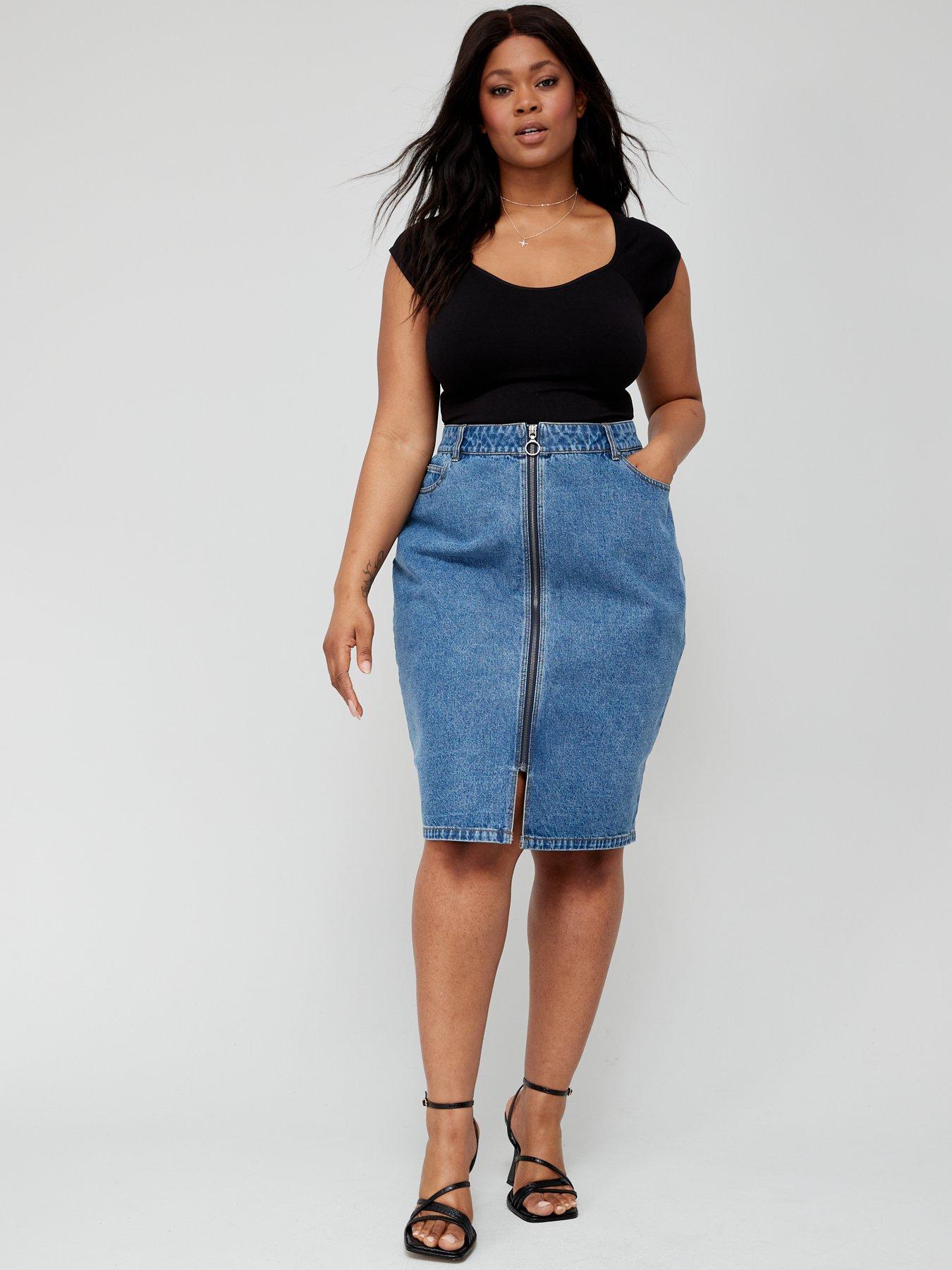 Denim skirt outlet zip