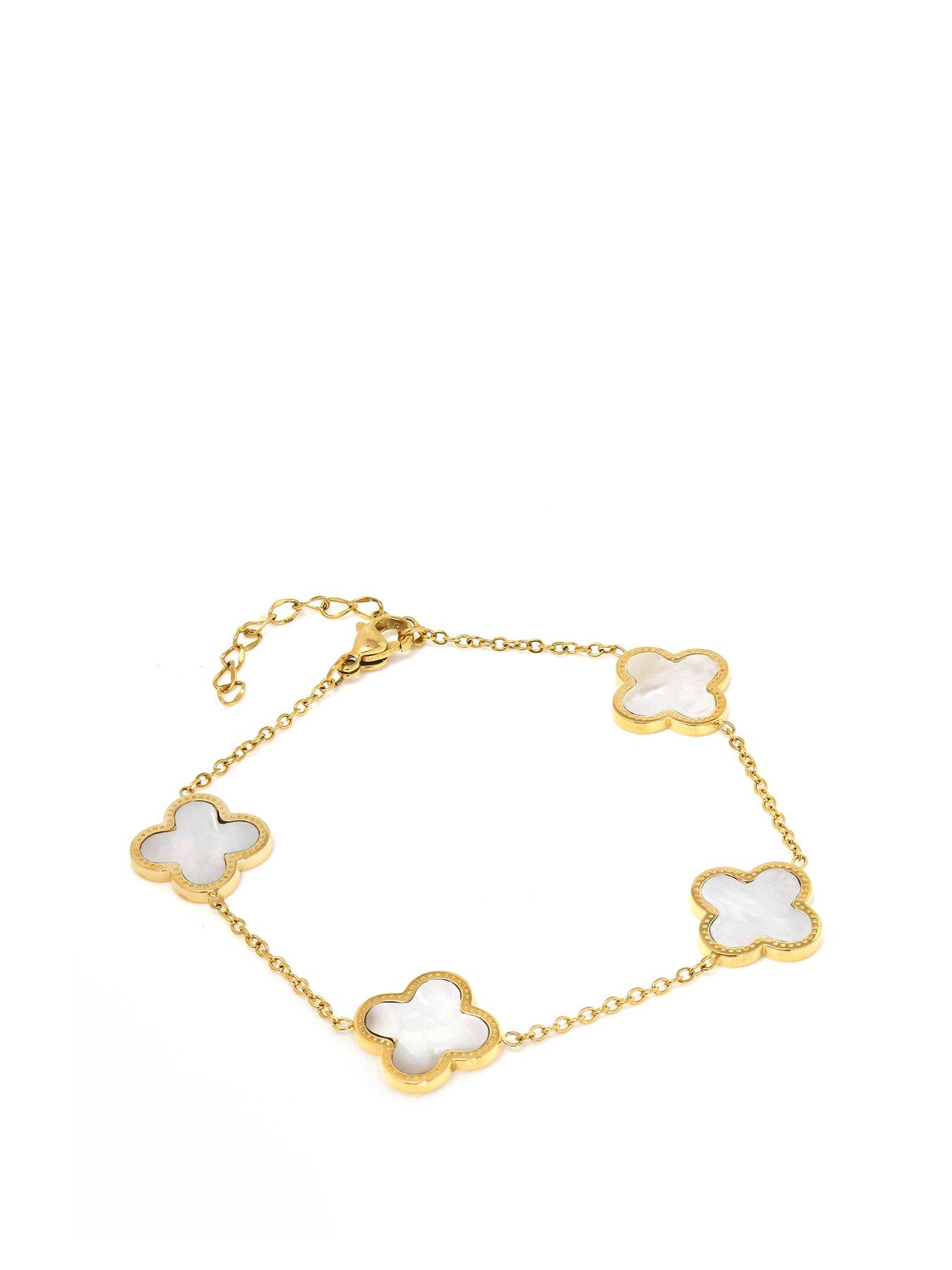undefined Luck Collection Chain Bracelet - Stainless Steel (Gold  &  Faux Pearl)