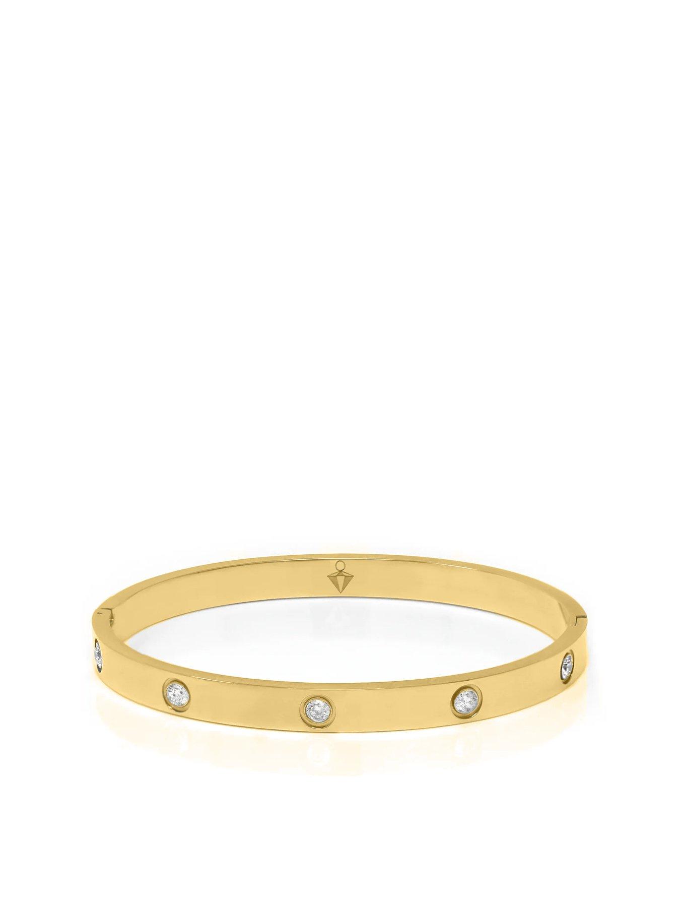 Product photograph of Say It With Stone Hinged Bangle - Stainless Steel Yg from very.co.uk