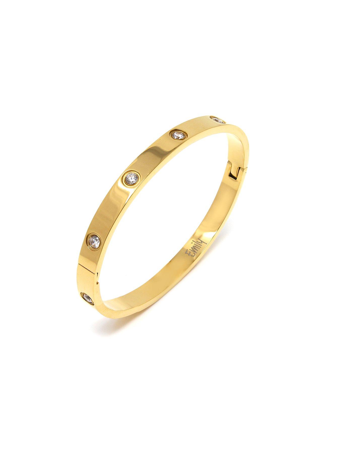 Image 2 of 2 of Say It With Stone Hinged Bangle - Stainless Steel (YG)